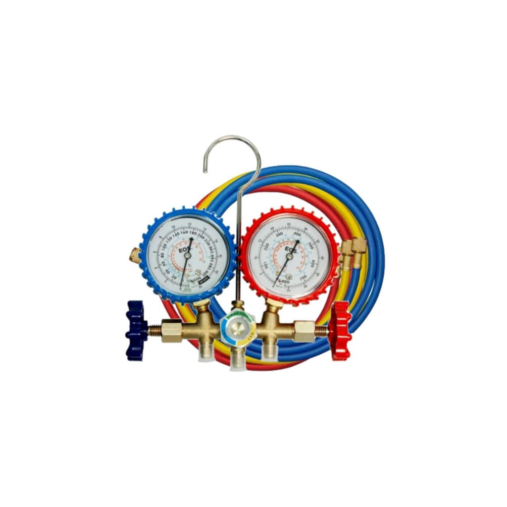 Manifold Analógico EOS 8013A R22 R134A R404A para Refrigeração com Mangueiras 90cm