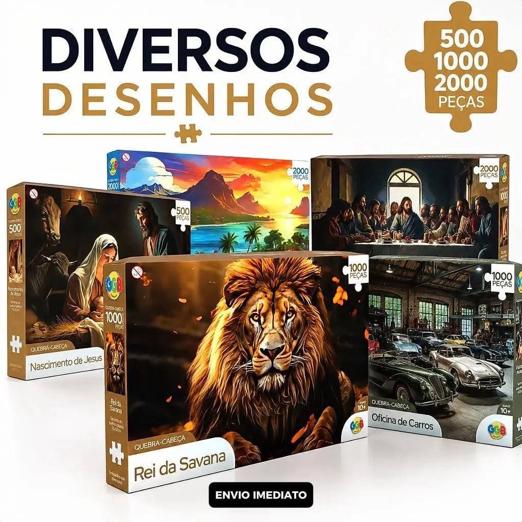 Quebra Cabeça 500 - 1000 - 2000 Peças Grande Puzzle Premium Família Religioso Países Cidades GGB