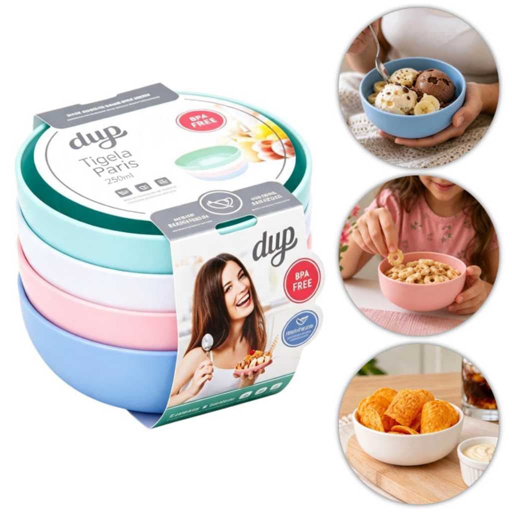Kit 4 Tigelas Dup Paris 250ml Plástico Sorvete Petiscos