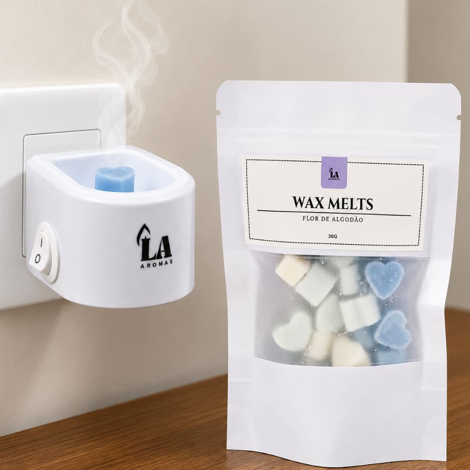 Kit Pastilha Aromática Wax Melt 30g Com Difusor Formato Coração Vários Aromas
