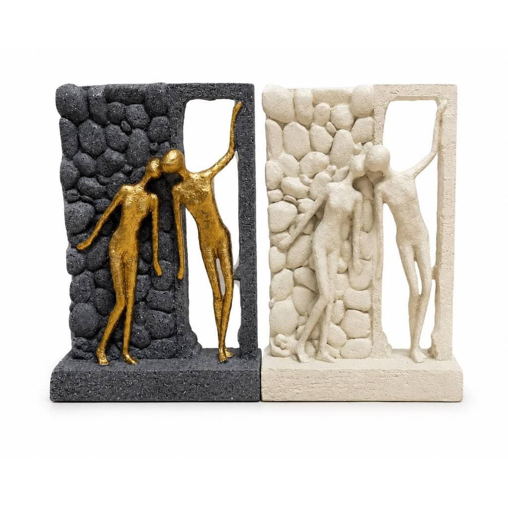 Escultura Decorativa Casal Abstrato em | Enfeite Moderno para Sala, Escritório e Quarto | Decoração Sofisticada