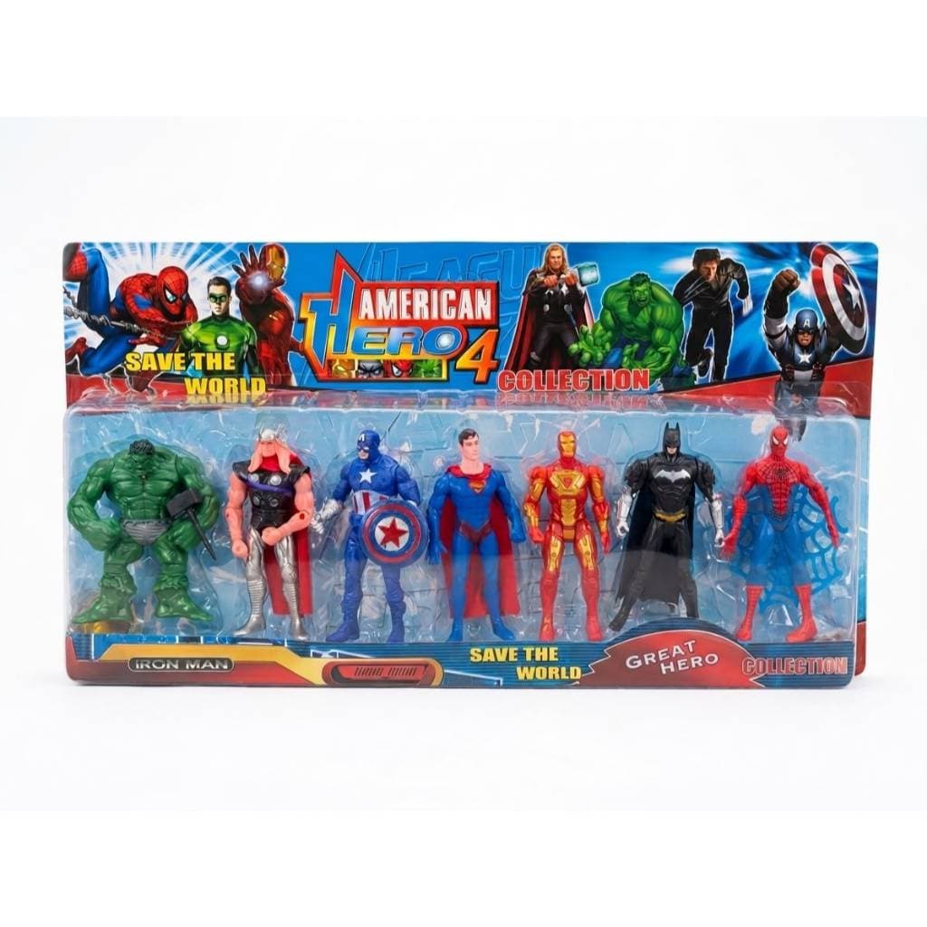 Kit 7 Bonecos Super Heróis Articulados com Luz Brinquedo Infantil Coleção