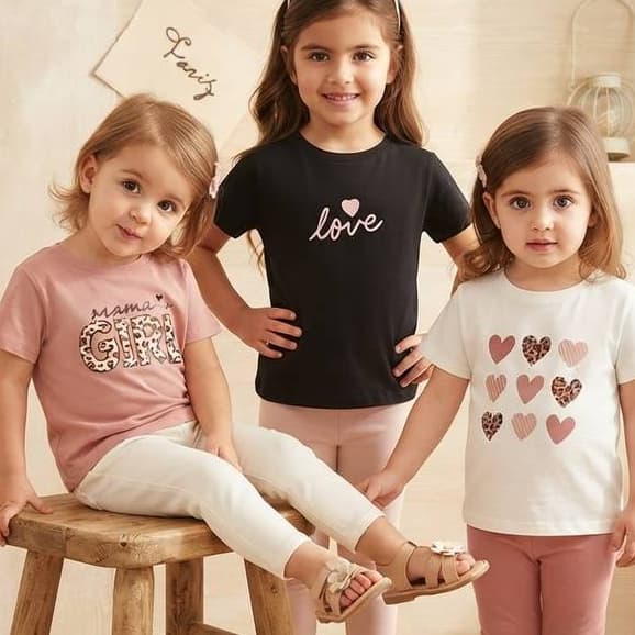 Kit 3 Blusa Infantil Casual Delicada Menina Oncinha Love 100% Algodão Tendência