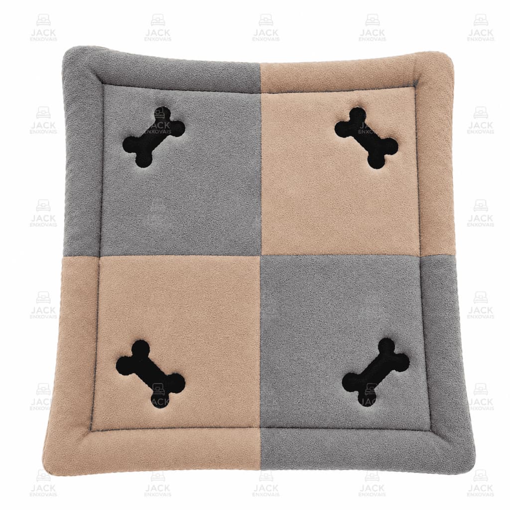 TAPETE PARA CACHORRO E GATO EM MANTA SOFT 70X70CM CAMA PET BORDADO 4 OSSOS