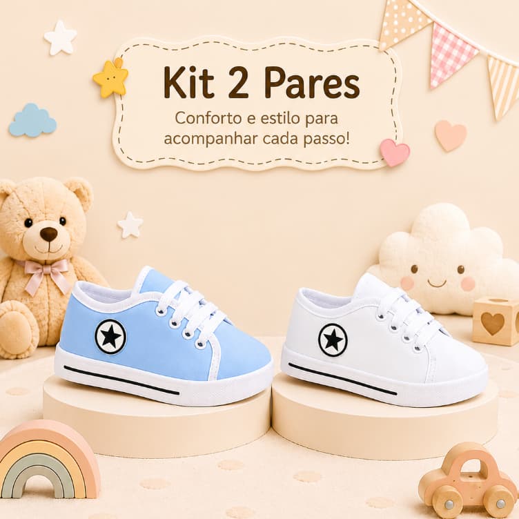 Kit 2 Tênis Infantil volta as Aulas Escolar Menino e Menina