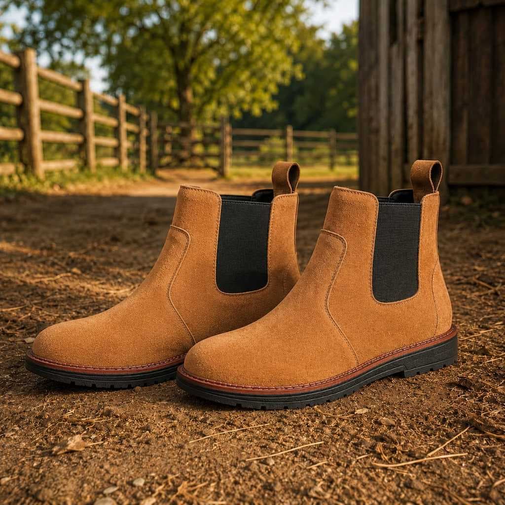 Botina Chelsea Unissex Casual em Camurça Caramelo do 33 ao 44 - Bota Confortável para Trabalho, Passeio
