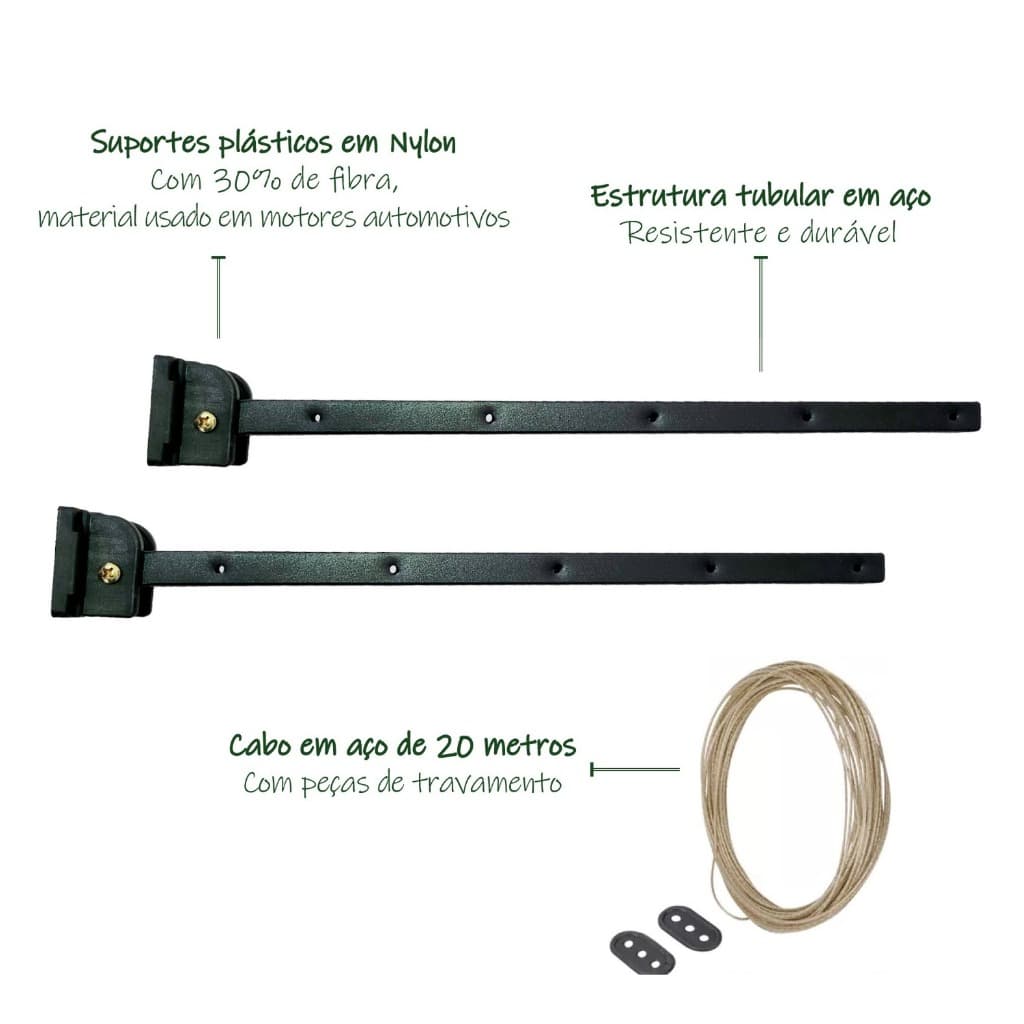 Varal de Roupa Retrátil Fixação em Parede c/ Kit instalação - ENVIO IMEDIATO