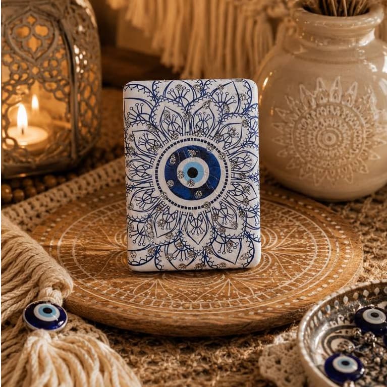 Espelho de Bolso Retangular Mandala Floral Olho Grego – Elegância e Proteção