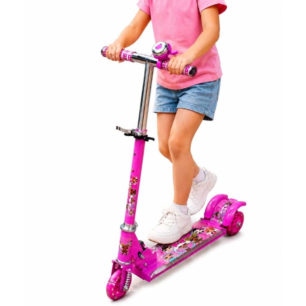 PATINETE INFANTIL MENINO MENINA AJUSTAVEL COM LED PERSONAGENS DIVERSAO CRIANCA