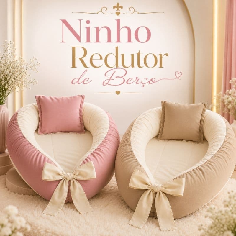 Ninho redutor de berço bebê, dupla face + travesseiro | várias cores segurança e conforto