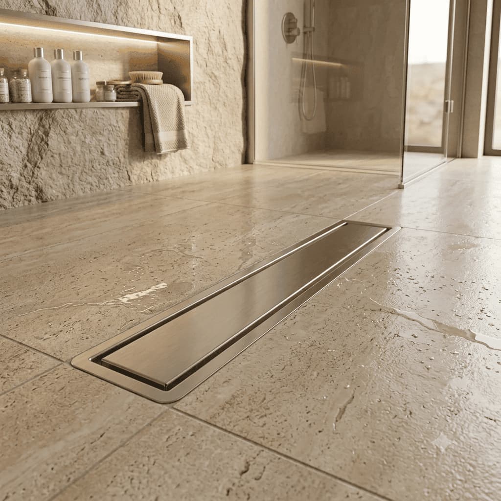 Ralo Oculto Linear 50cm Aço Inox Escovado Banheiro Drenagem Lavanderia Box Sacada Ralo de Embutir ACM INOX ACM METAL