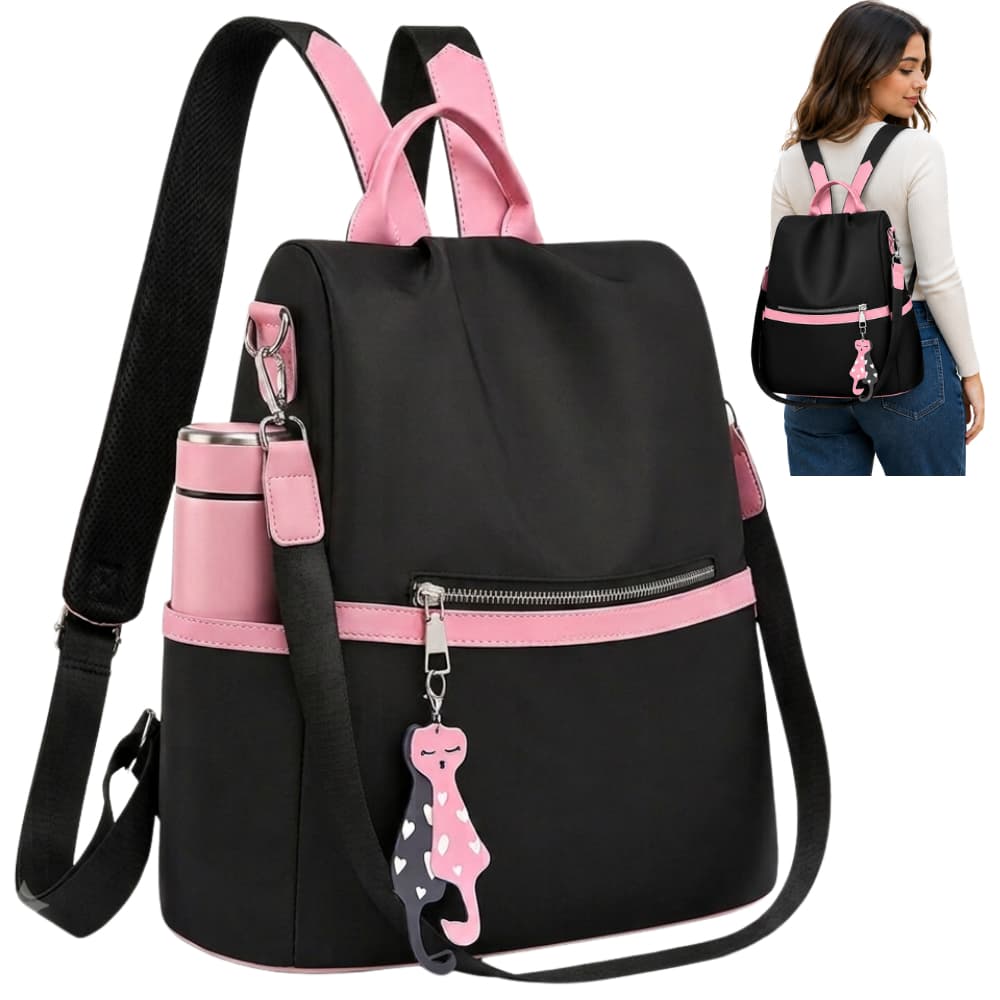 Bolsa Mochila Feminina Grande Antifurto Impermeável Reforçada Com Alça Transversal E Costas Escolar Trabalho Passeio