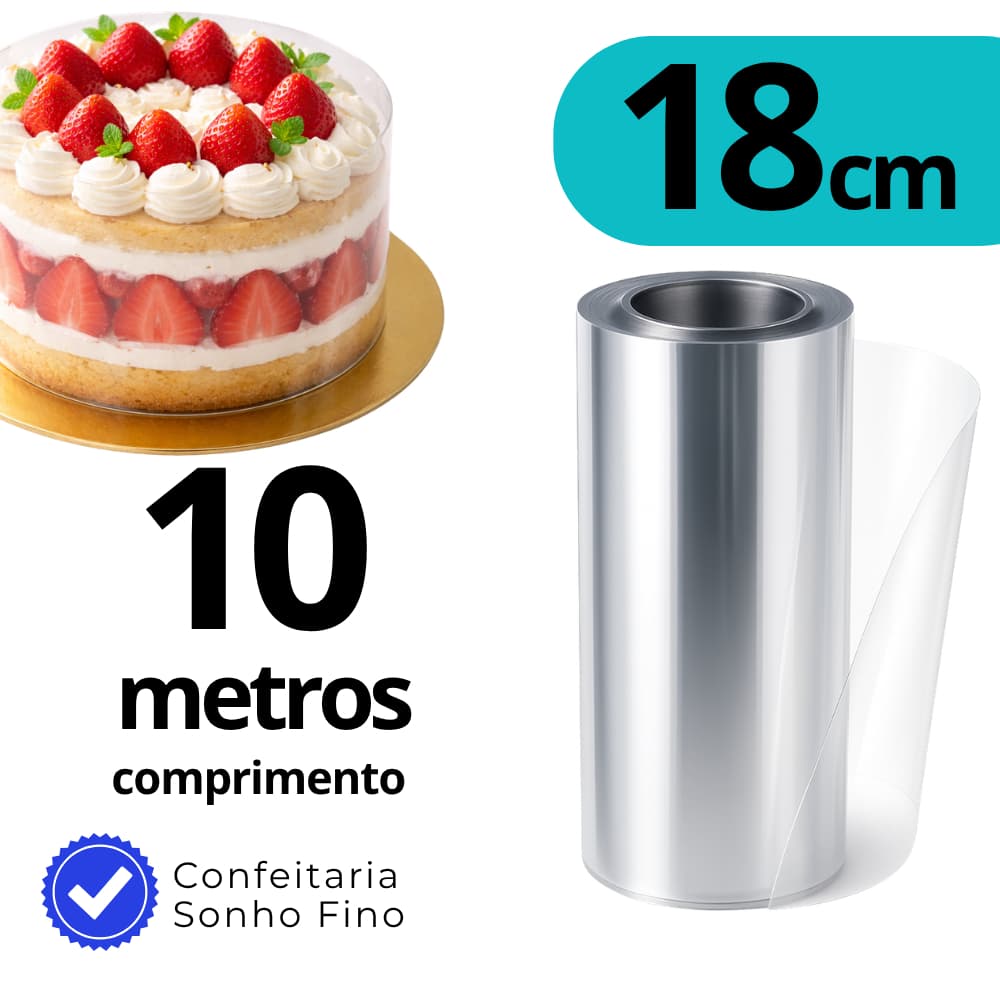 Rolo Acetato 18CM x 10M Confeitaria Para Bolo