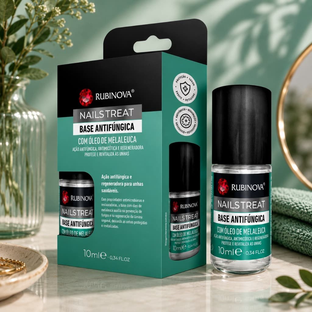Base de Unha RubiNova com Óleo de Melaleuca 10ml | Nails Treat