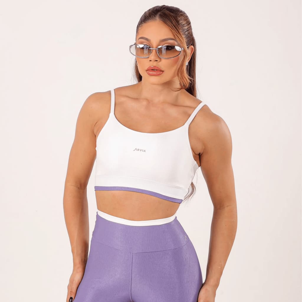 Conjunto Fitness de Academia Feminino Premium Top e Legging Micro Canelado em Poliamida Zero Transparência Não Marca