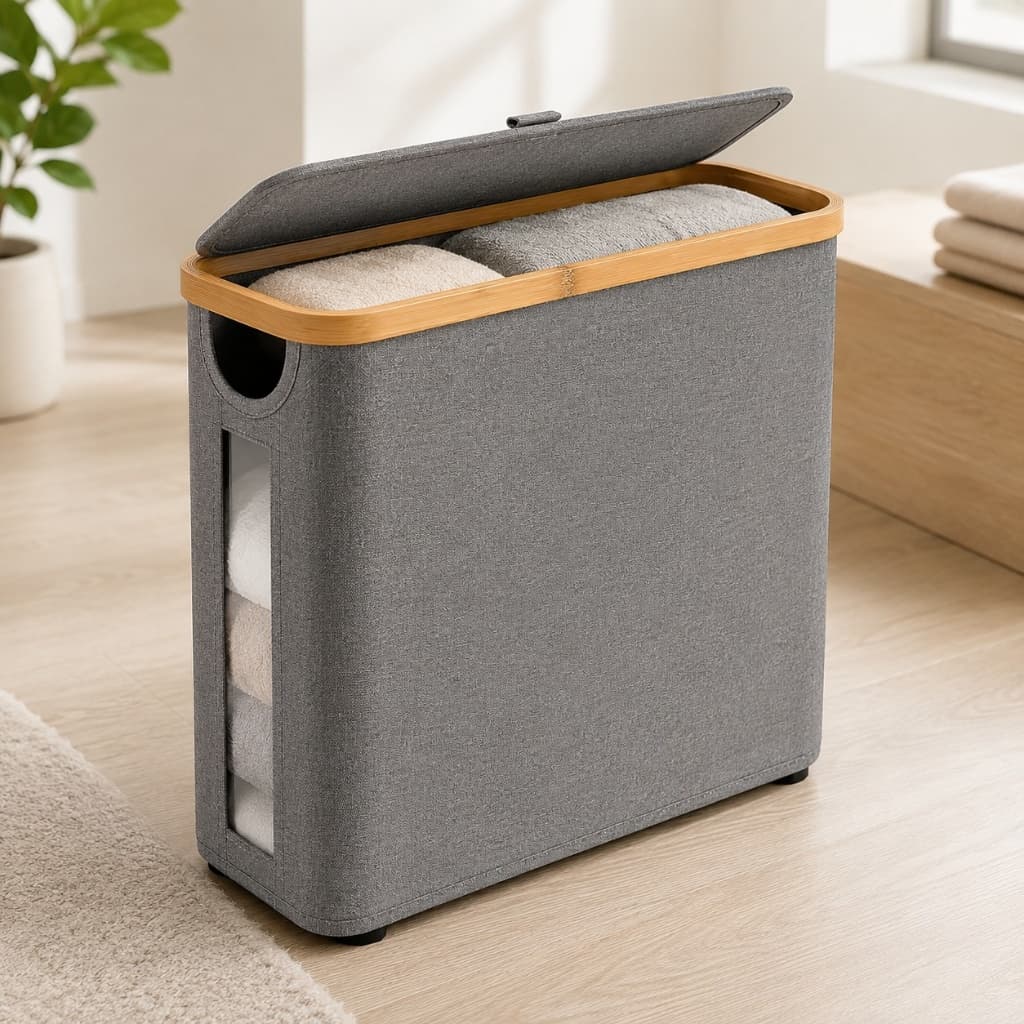 Cesto Multiuso Porta Papel Higiênico Organizador Com Tampa Suporte Estoque De Banheiro Quarto P/ Toalhas Papel e Roupas