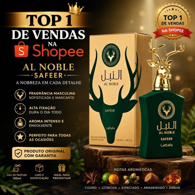 Perfume Lattafa Al Noble Saffer 100ml com Fragrância Amadeirada Oriental