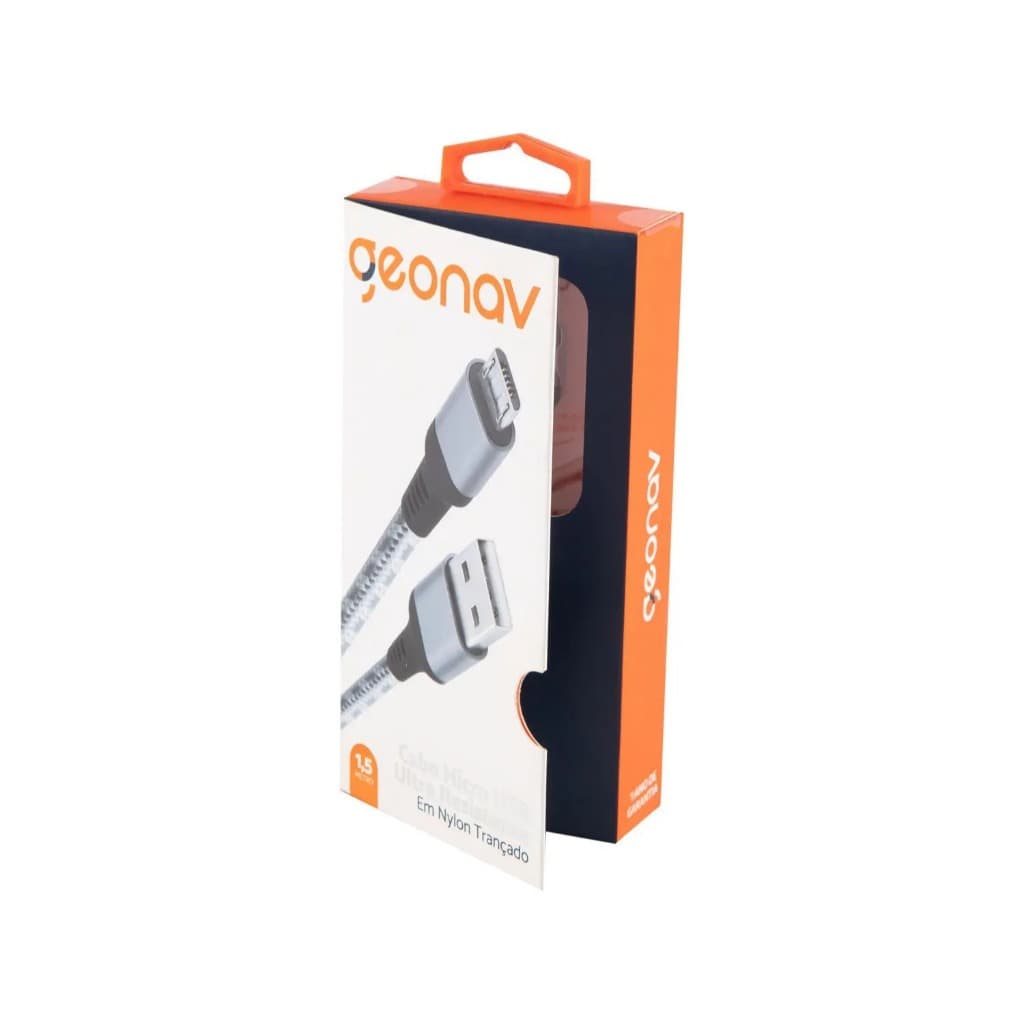 Cabo Micro USB para USB - 1,5 Metros - Cinza - Revestido em Nylon