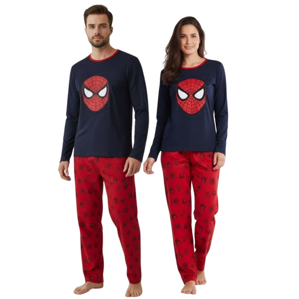 Kit 2 Pijamas De Frio Adulto Casal Longo Feminino Masculino Personagem Divertido Presente Promoção