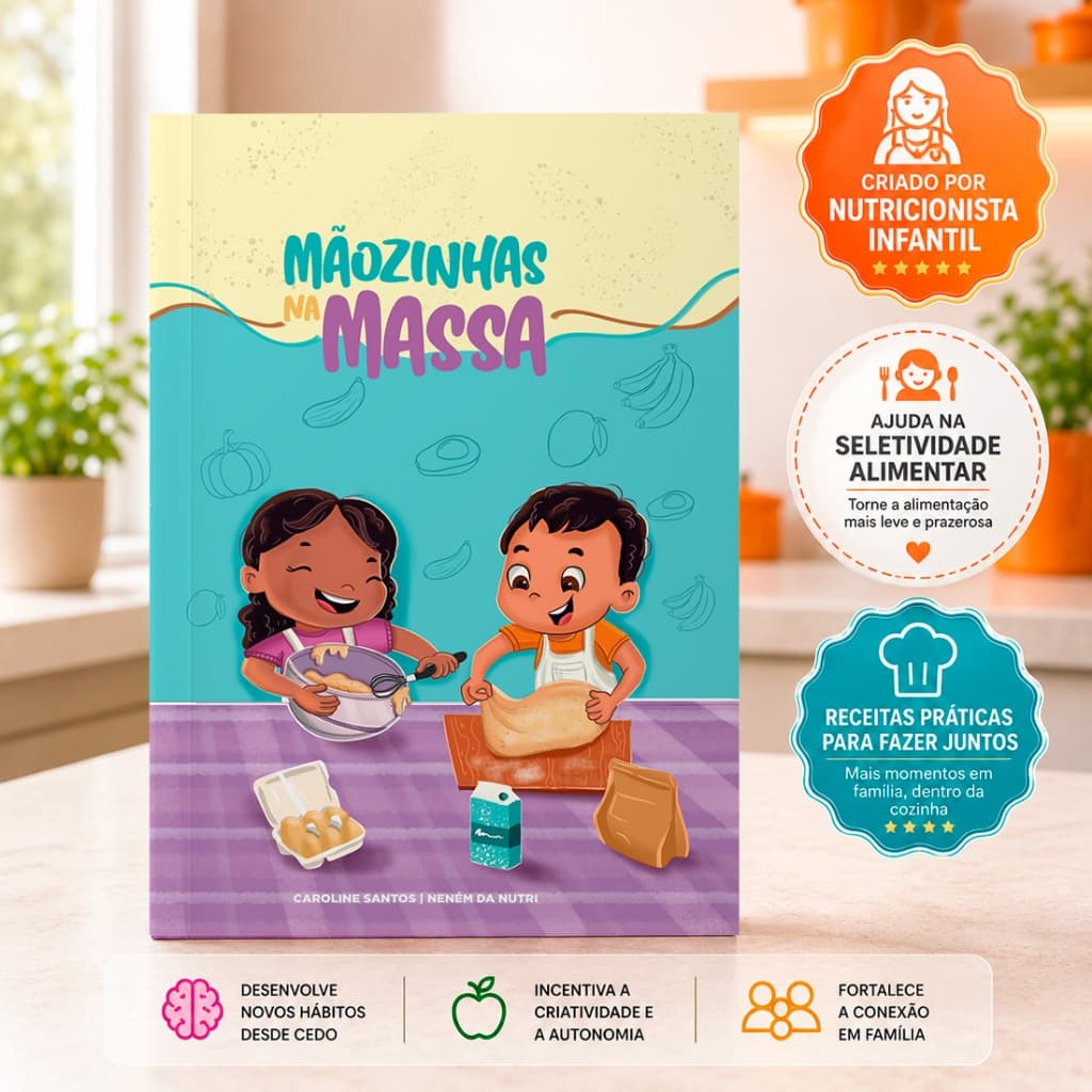 Livro de Receitas Infantil Mãozinhas na Massa | Alimentação Infantil | Lancheira Saudável