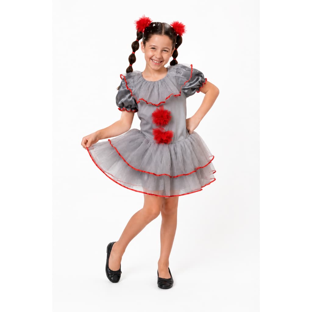 Fantasia Infantil Pennywise It A Coisa Palhacinha Halloween Menina Luxo Completa