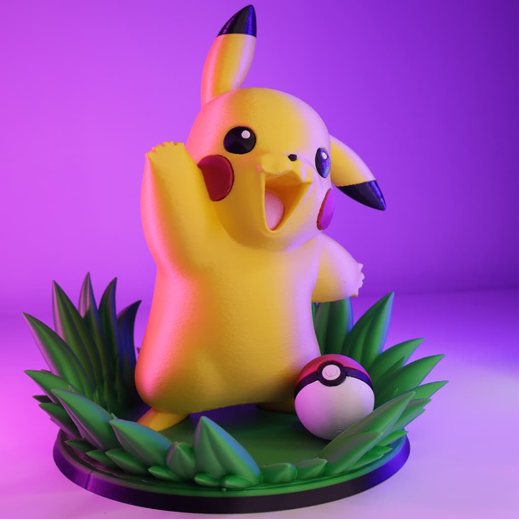 Pikachu Action Figure Colecionável Diorama Pokébola Base Grama 24cm e 17cm Enfeite Geek