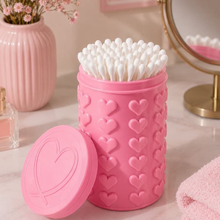 Kit Porta Cotonetes e Algodão com Tampa | Organizador para Banheiro em Impressão 3D