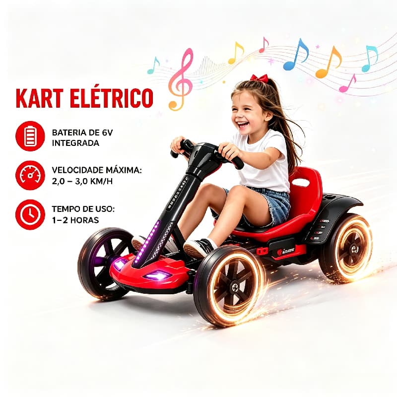 360°  Triciclo Elétrico Drift Infantil Kart Carro Suporta até 30 Kg Luzes e Música  3 Velocidades com Amortecedor Seguro