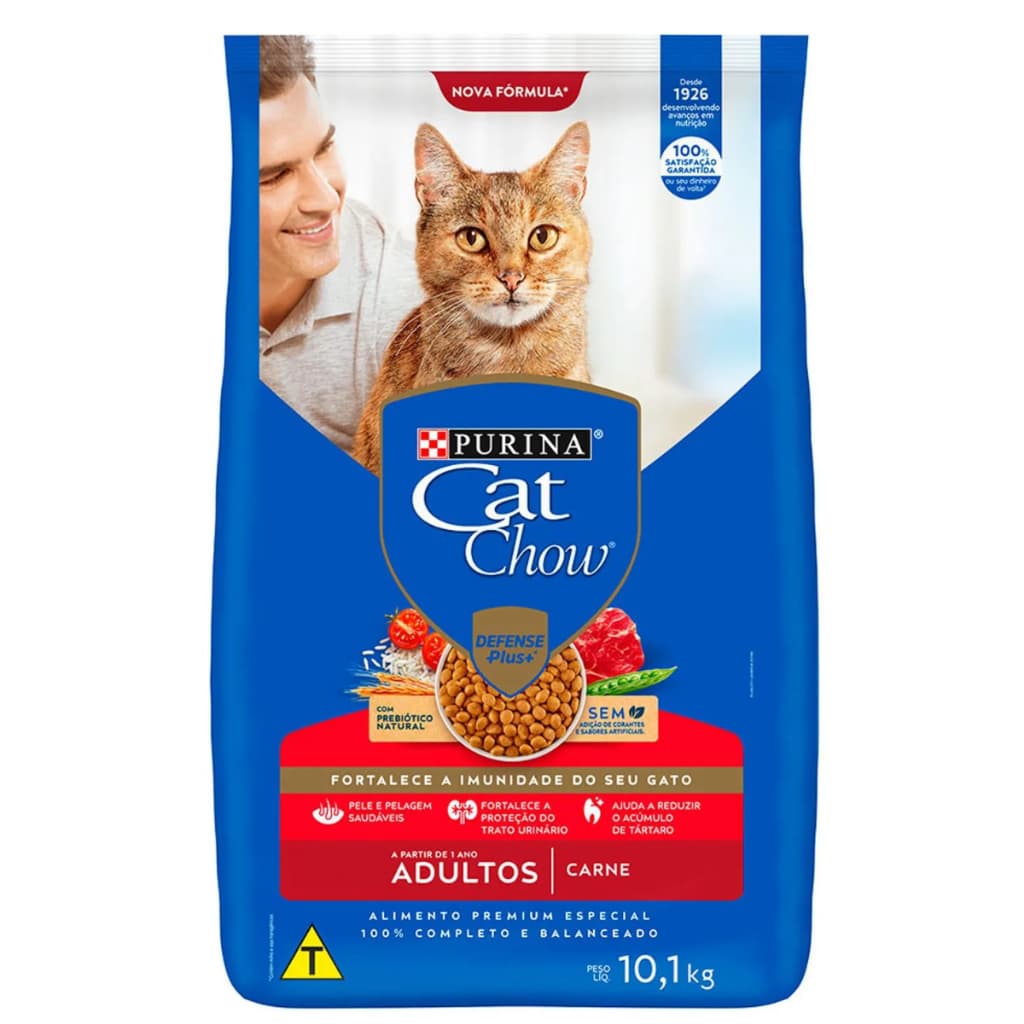 Cat Chow Ração Para Gatos Adultos Sabor Carne 10,1kg