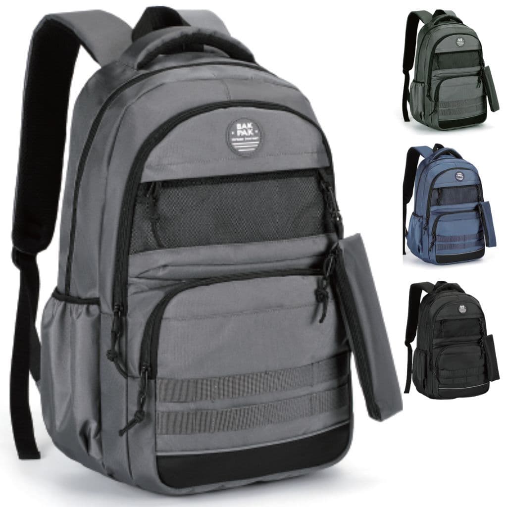 Mochila Escolar de Costas Bak Pak 18 Polegadas 20 Litros Nova Rio com Estojo Juvenil Unissex Resistente