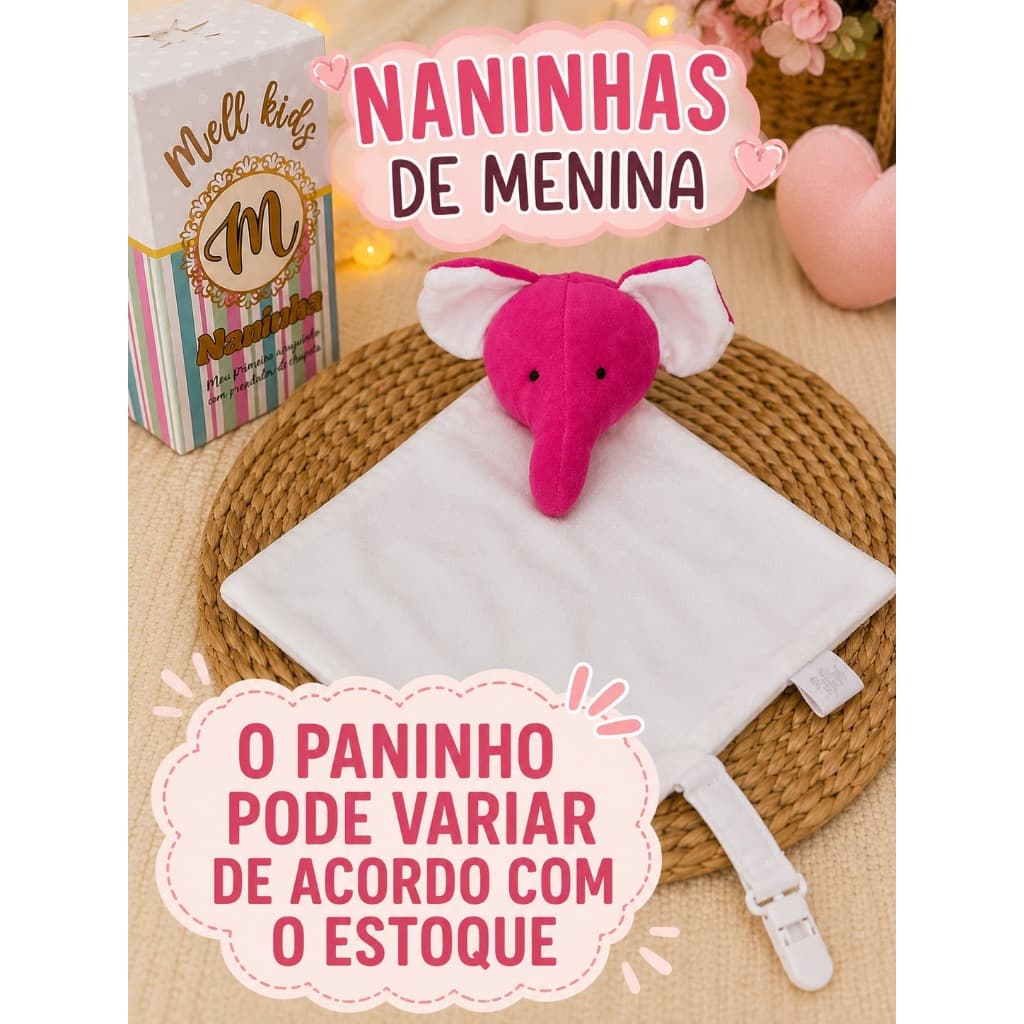 Naninha para bebe com prendador de chupeta para menina REF1583