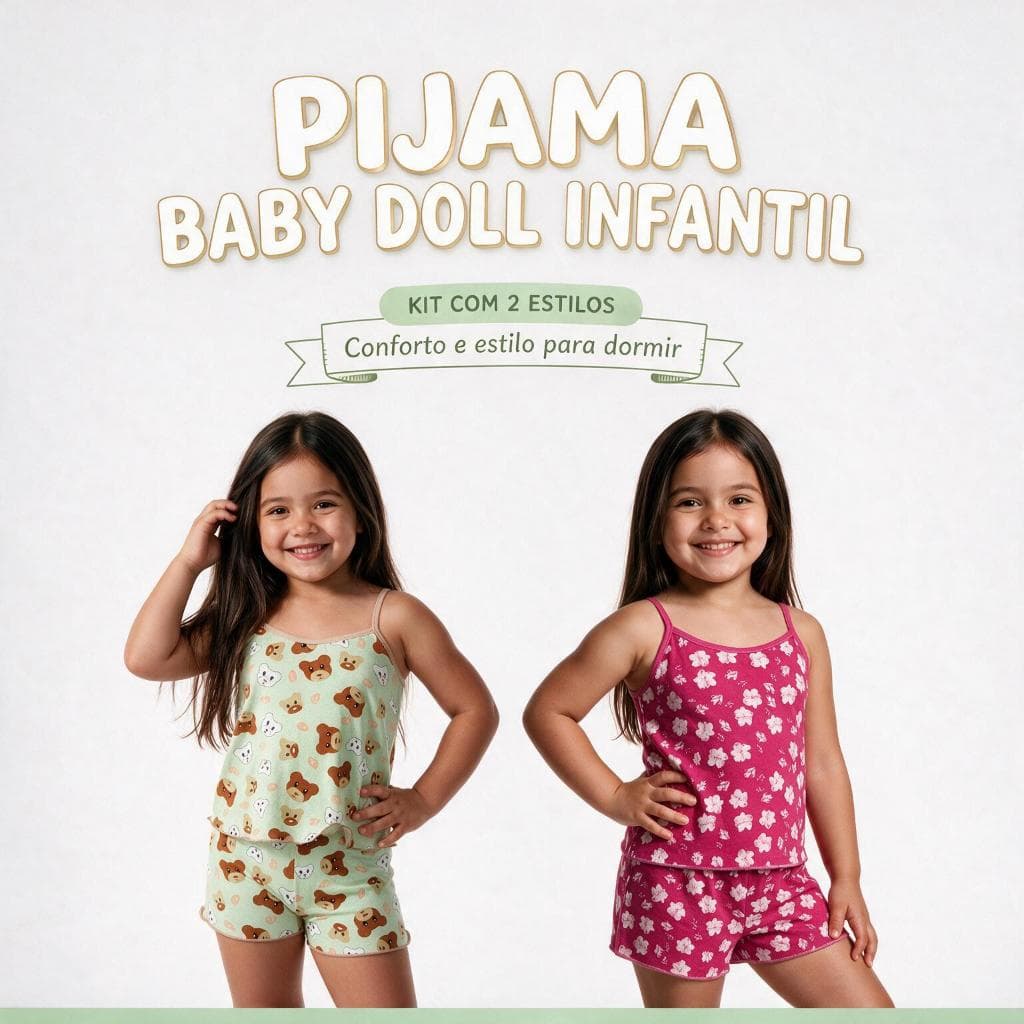 Kit 2  pijamas  infantil menina frescos e leves. estampados