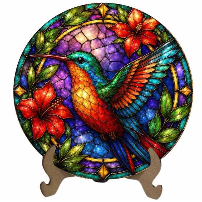Mandala Beija-Flor Mod2 - Arte Estilo Vitral