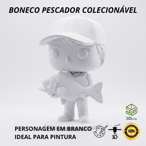 Boneco Pescador Colecionável Decorativo Em Branco Para Pintar Impressão 3D