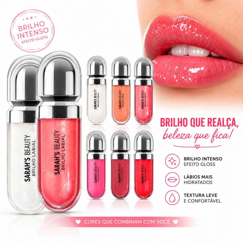 Gloss Labial Sarah's Beauty S6131 Lip Gloss Brilho Labial Hidratante Efeito Espelhado 8.5ml