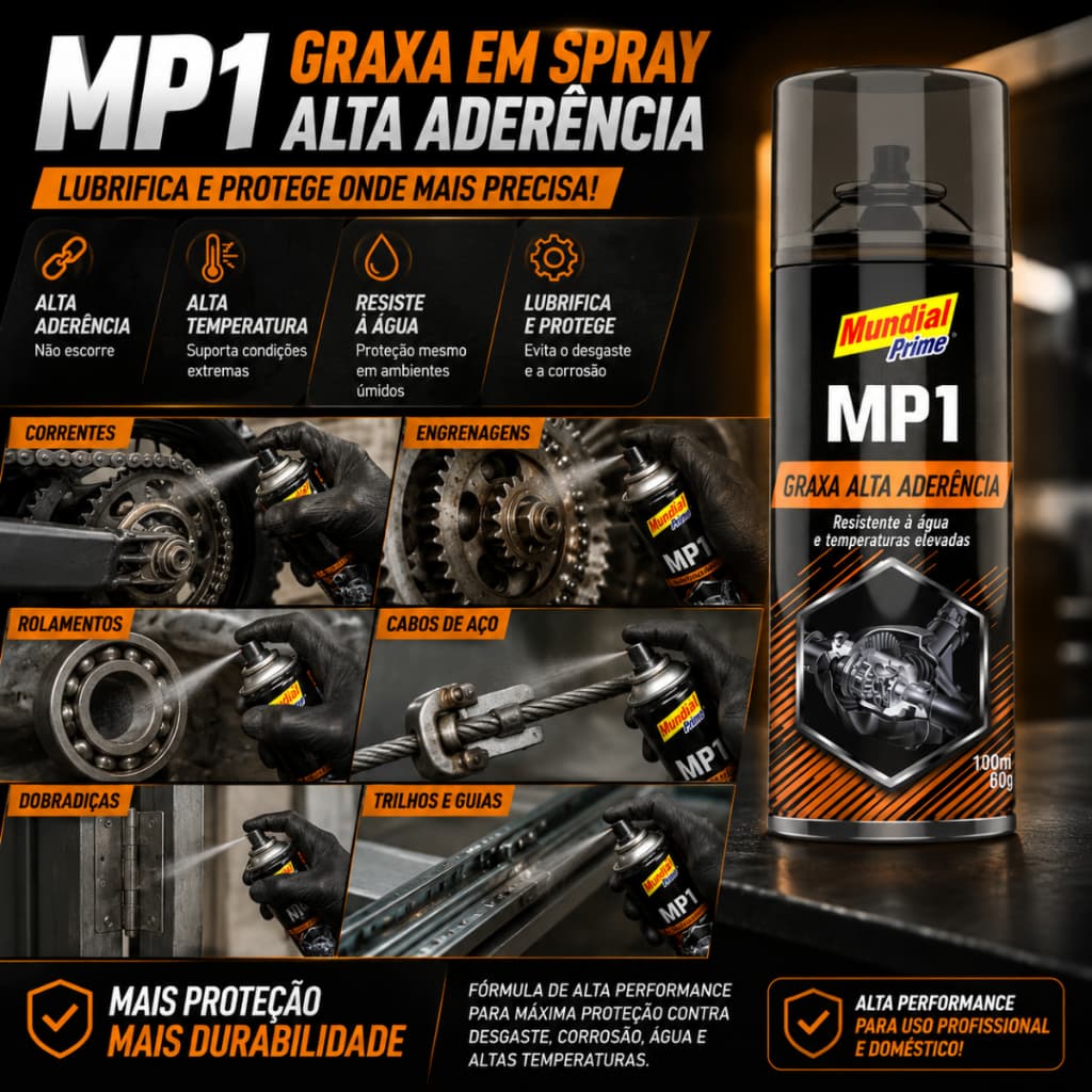 Graxa em Spray Lubrificante Alta Aderência  Alta Temperatura Resiste Água 100ml