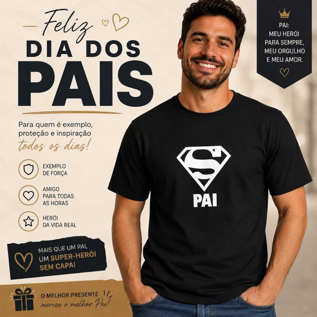 Camisa Camiseta Presente dia dos Pais Super Pai Super Homem