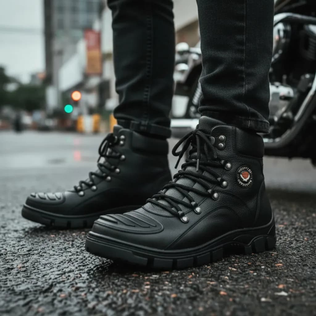 Coturno Masculino Bota Tática Cano Baixo De Couro Resistente Motociclista Militar Proteção Marcha