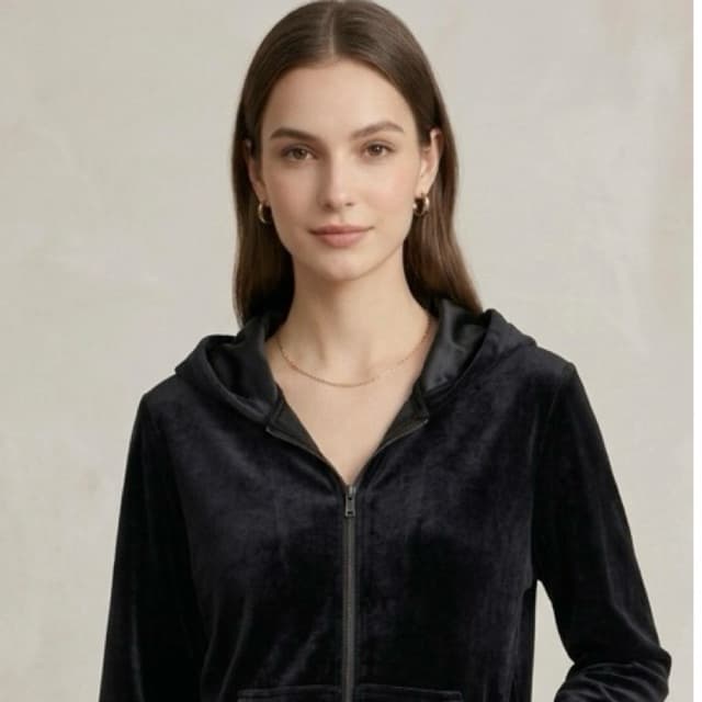Jaqueta Feminina Plush Veludo Zíper Frontal Casual Inverno Com Capuz