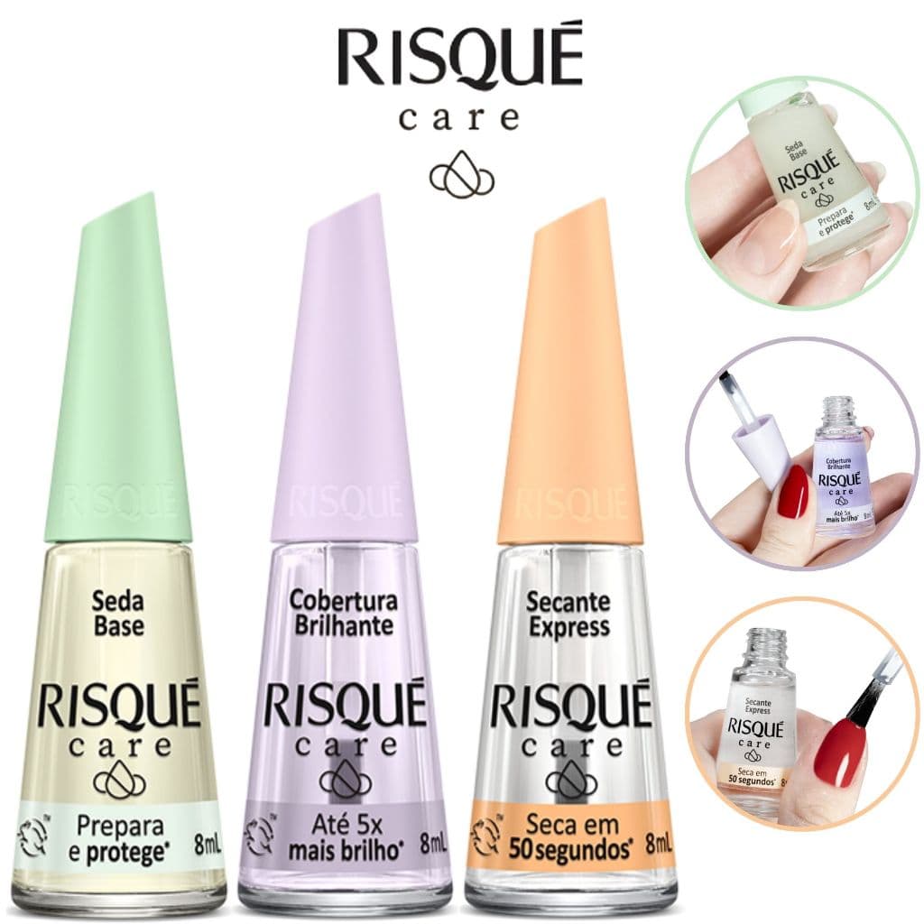 Kit Risqué Technology Base Sed+ Extra Brilho + Secante Express 3 Tratamentos
