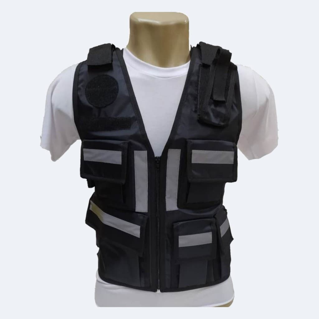 Colete Funcional R&Z Impermeável — 8 Bolsos, Porta HT/Celular, Ajustável e com Refletivos