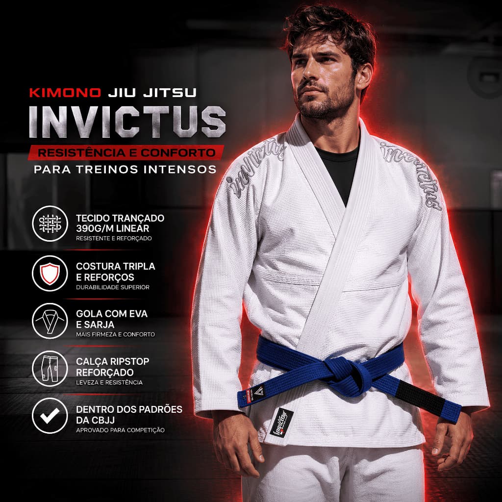 Promoção | Kimono Branco para jiu jitsu | ENVIO IMEDIATO - Invictus classic