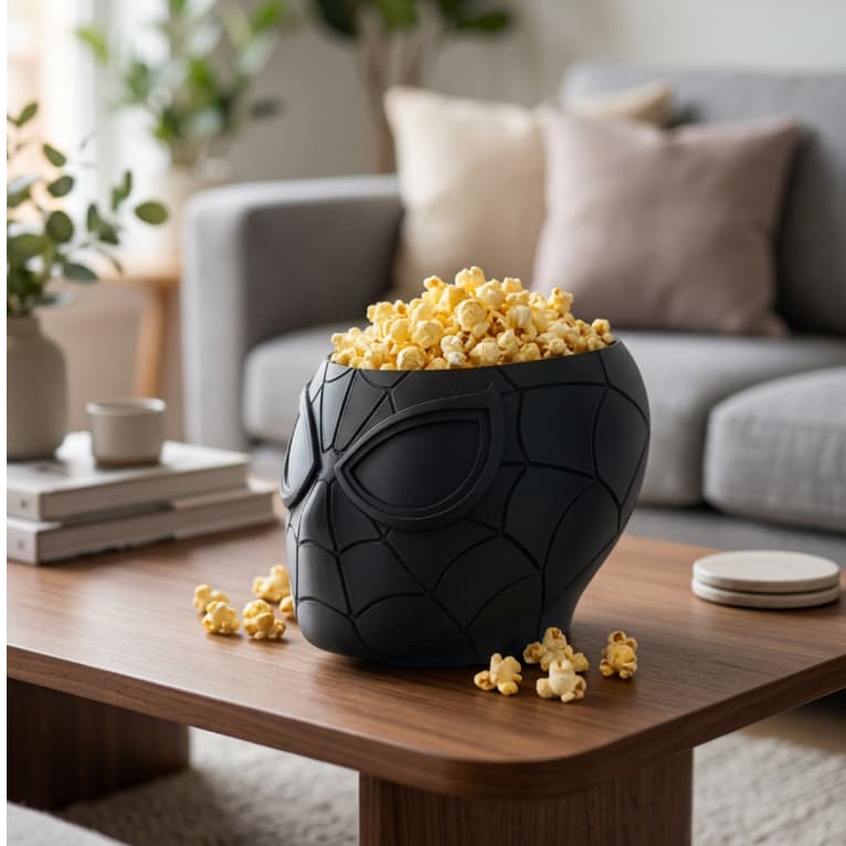 Balde De Pipoca Homem Aranha Preto Pote Decorativo Geek Nerd Cinema Em Casa