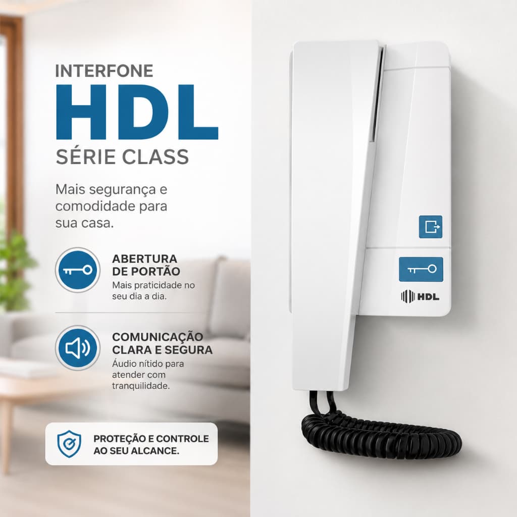 Interfone HDL Eletrônico Residencial Áudio Class Porteiro Eletrônico Class Telefone Com Botão