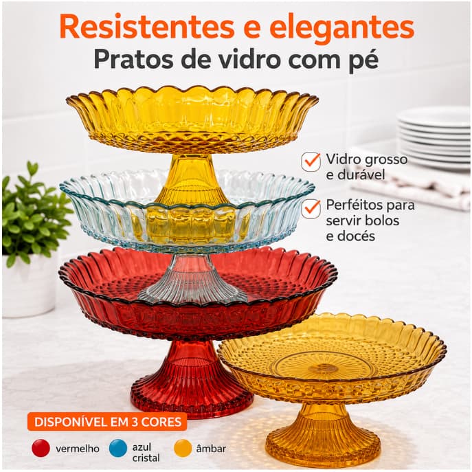 Centro De Mesa Diazão Vitazza C/Pé Fruteira Decorativa Elegante Mesa Posta Cores Variadas