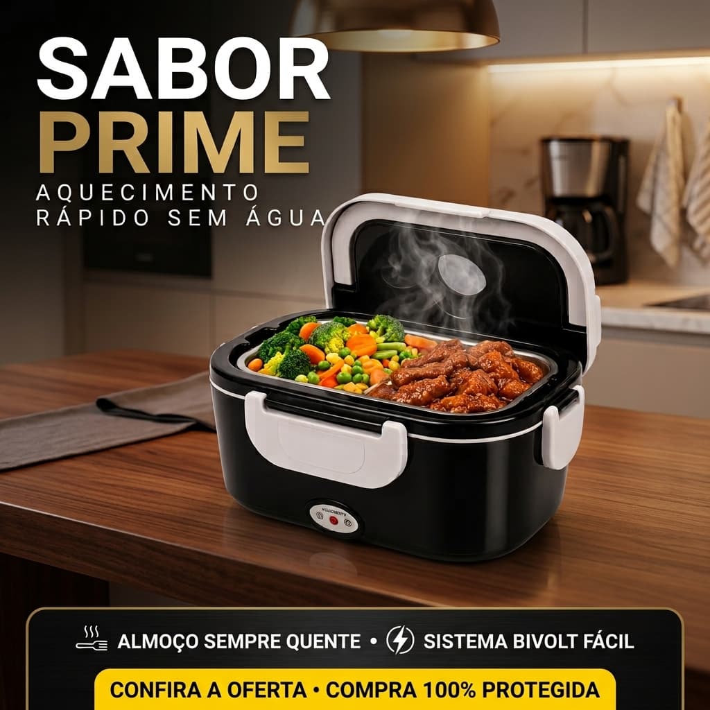 Marmita Térmica Elétrica Portátil Bivolt 1,5L Refeição Quentinha Fresca Saudável Com Divisória