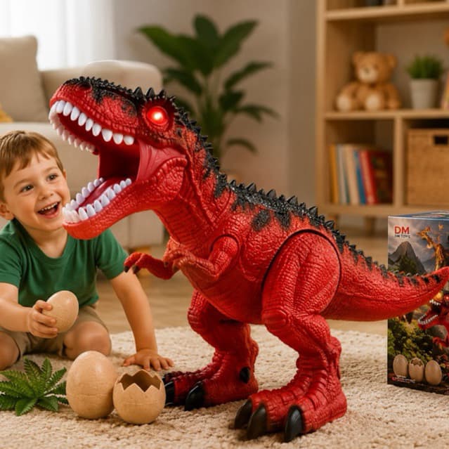 Dinossauro T-Rex DM Toys Luz e Som com Ovos Brinquedo Infantil