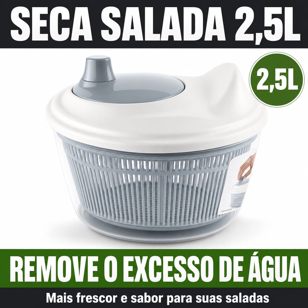 Secador Salada Centrifuga Seca Folhas Capacidade 25 Litros Cinza