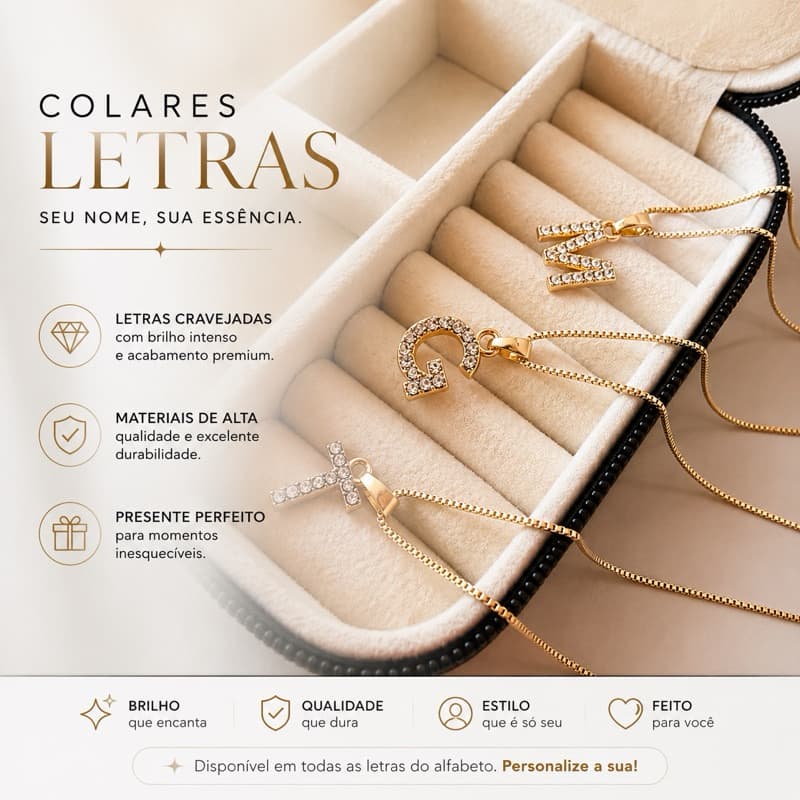 COLAR COM LETRA CRAVEJADO/INICIAL DO NOME