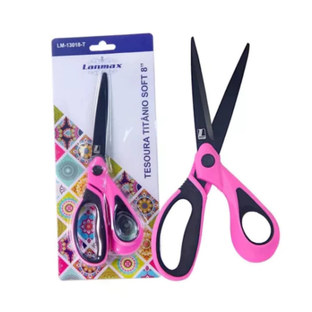 Tesoura Titânio Rosa Soft 8 polegadas Lanmax ( Não Perde o Corte)